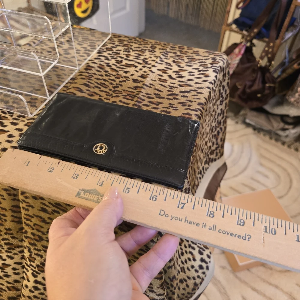 Dior Black Leather Wallet With Gold Accent